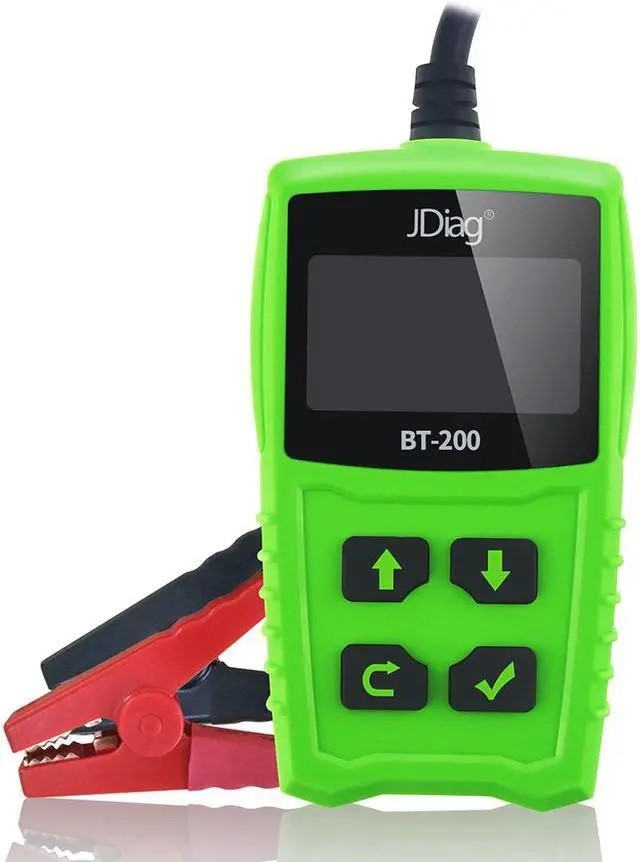 Tester de baterii auto JDiag BT-200, măsurare prin conductanță 2 Tester de baterii JDiag FasCheck BT-200 cu carcasă verde și ecran alb-negru