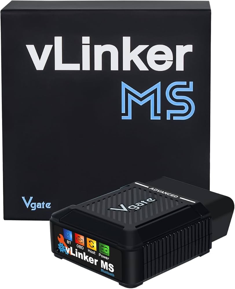 Adaptor OBD2 Bluetooth Vgate vLinker MS, cu 5 canale CAN 2 Adaptorul Vgate vLinker MS Bluetooth alături de cutia neagră a produsului